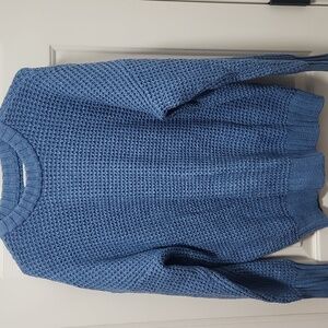 American Eagle Outfitters Textured Blue Crewneck Sweater